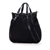 グッチ GGキャンバス ハンドバッグ ショルダーバッグ 2WAY 130734 ブラック キャンバス レザー レディース GUCCI 【中古】